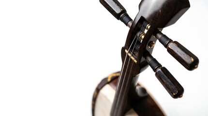 Fototapeta premium Macro Close Up of Japanese Shamisen Strings and Tuning Pegs