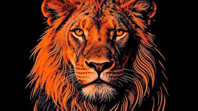 Lion with vibrant orange mane