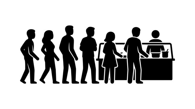People Queueing at Buffet Food Service Counter