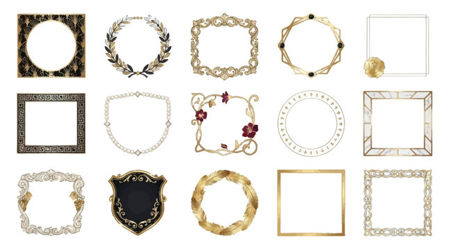 Vintage gold frame collection with elegant decorative borders.