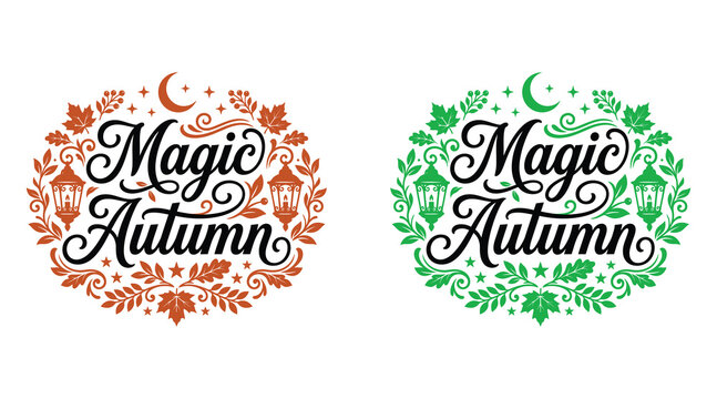 Halloween magic autumn typography designs festive fall lettering for seasonal decorations graphic projects