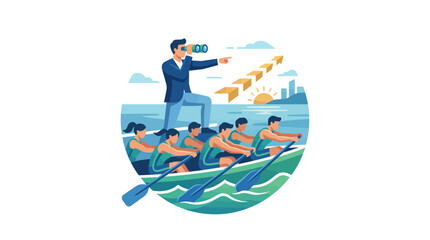 Visionary business leader guiding a rowing team to success © siti