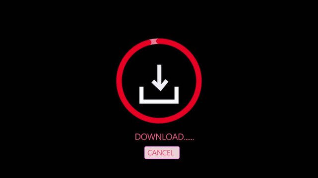 Animated download progress bar with download icon and cancel button on black background