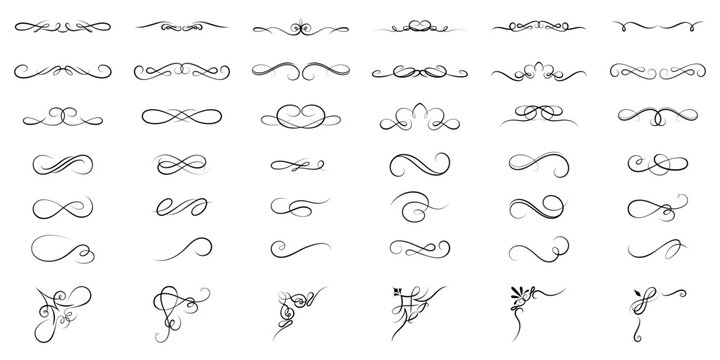Elegant decorative flourishes and swirls element vector set
