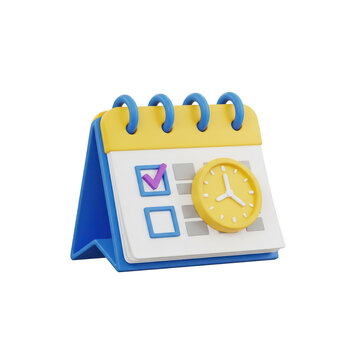 Colorful desk calendar with golden coins and piggy bank icons