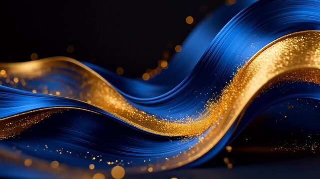 Blue and gold flowing abstract design
