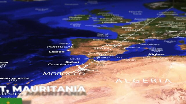 Flight From Oslo NORWAY to Nouakchott MAURITANIA with flag pins