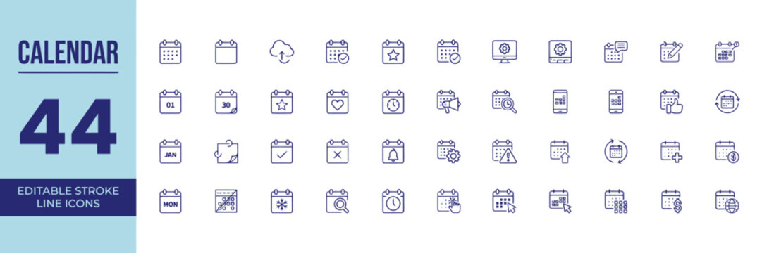 calendar icons editable stroke line icons pack for ux and product design