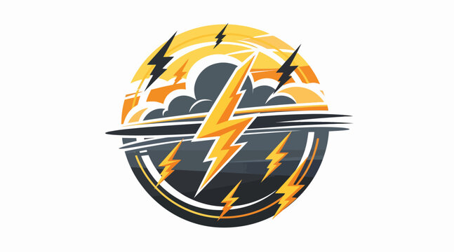 Dynamic Lightning Bolt Emblem with Circular Design.