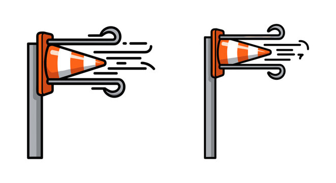 Traffic cone, road cone, wind effect, safety sign isolated on White Background