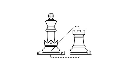 Chess King and Rook Strategy Line Art - Strategic Planning and Decision Making © illustration vector