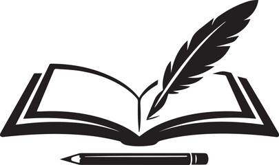 Open book with a quill feather pen and pencil Vector, illustration © MostTanzila
