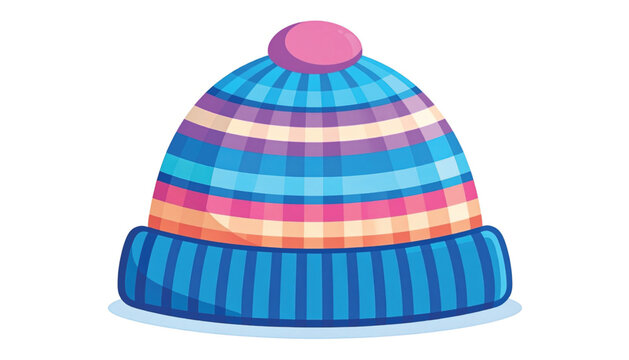Colorful striped knit beanie hat.
