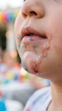 Bastille Day crowd celebrates france national day with a closeup of a child's face