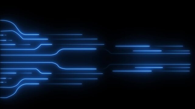 Glowing neon circuit board lines concept on the transparent background. Motion graphics of digital circuit idea. 4k video animation.