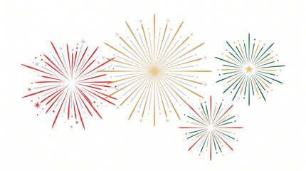 Obraz premium Festive firework bursts collection isolated on white background with fireworks