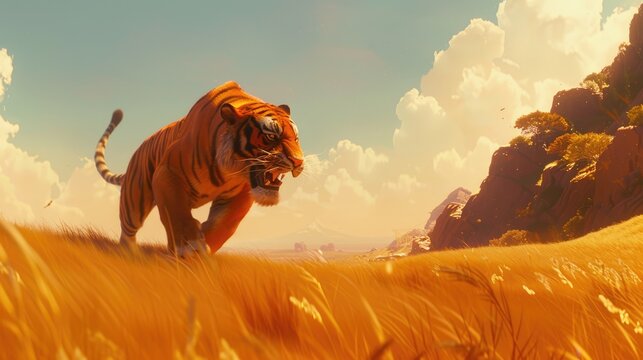 A view of a tiger in its habitat