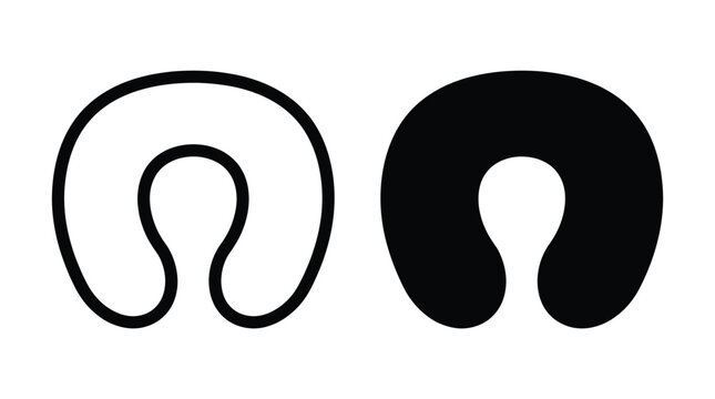 Travel neck pillow icon set with u shape u shaped accessory vacation relaxation airplane transport illustration silhouette minimalist u-shaped ergonomic isolated