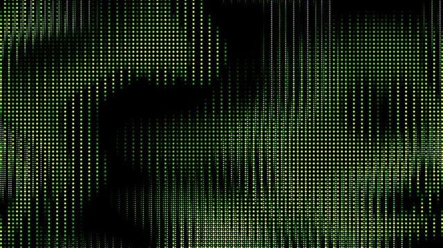 Animated abstract technology random dots and grid 4K on black background. Loop background. Led halftone and moire effect