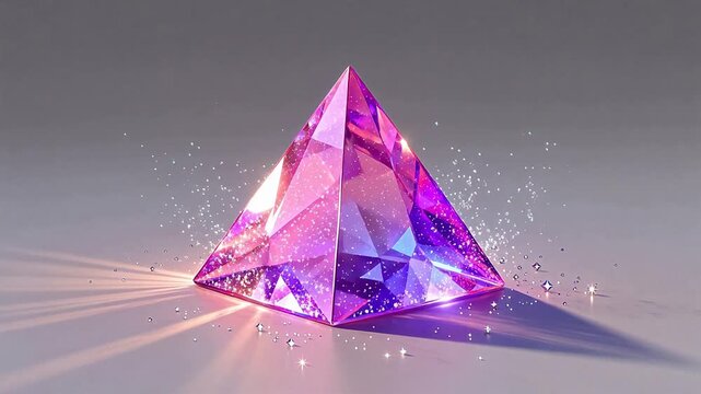 Pink crystal pyramid with sparkles