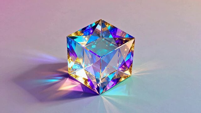 Colorful Faceted Crystal Cube