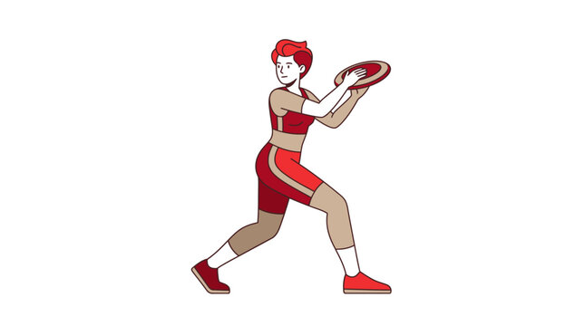 Person in athletic gear throwing flying disc.