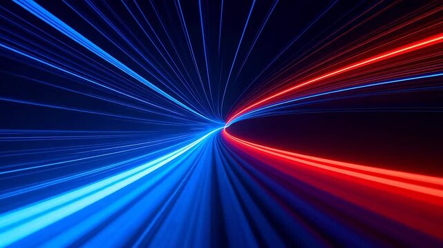 Abstract neon light trails on dark background