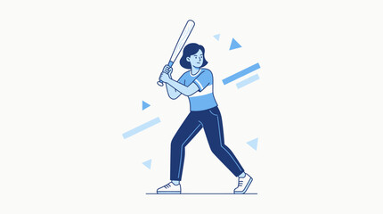 Fototapeta premium Woman holding baseball bat ready to hit ball.