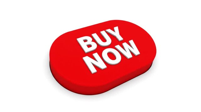 Red rounded buy now button on white background