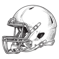 American Football Helmet Graphic, Detailed Vintage Gridiron Sport Equipment © trianatio