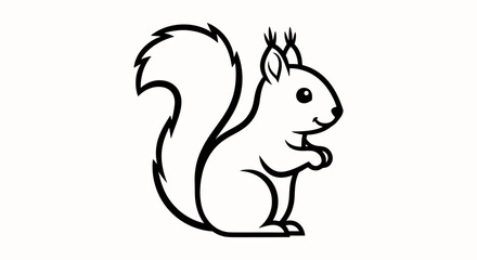 Cute squirrel illustration with bushy tail and upright posture. © Pasni