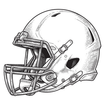 American Football Helmet Graphic, Detailed Vintage Gridiron Sport Equipment