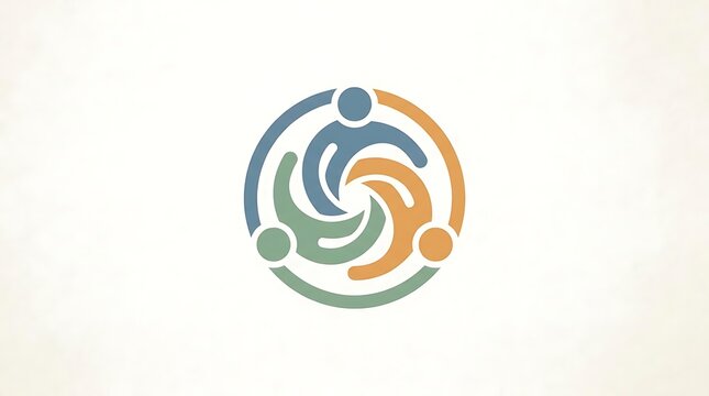 Colorful abstract community logo with interlocking human figures.