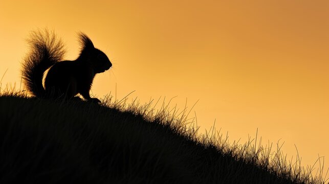 A view of a squirrel on a tree branch, bathed in sunlight.