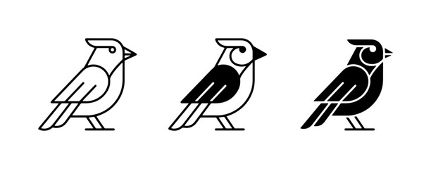 Minimalist Bird Icons Set, Simple Line Art Avian Graphics, Clean Vector Illustrations for Nature and Wildlife Themes © Afrin