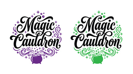 Halloween magic cauldron graphic design for witchy decor and party supplies © MahfuzurRahman