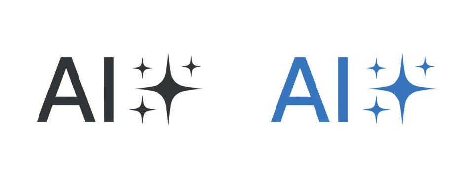 Artificial intelligence lettering with starbursts vector illustration