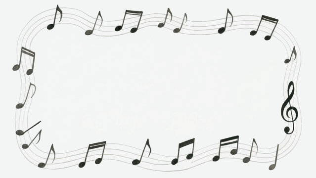 Hand Drawn Music Note Frame with Staff Lines