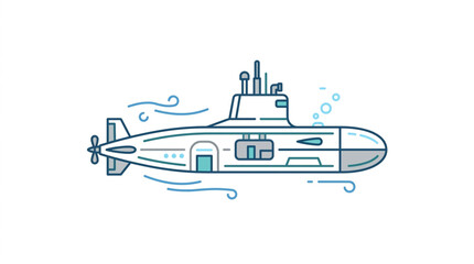 Modern Military Submarine Illustration. © amel