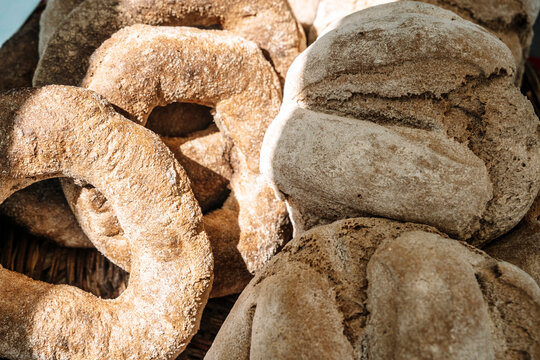 Assortment of fresh artisanal sourdough breads