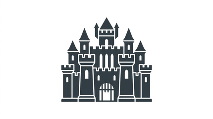 Medieval Castle Fortress Silhouette Icon Symbol. © apih