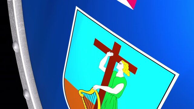 Metallic Shield Transitions with the Flag of Overseas Territory Montserrat of United Kingdom