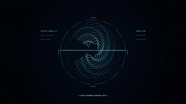Futuristic Digital HUD Interface Scanning Biometric Data Animation