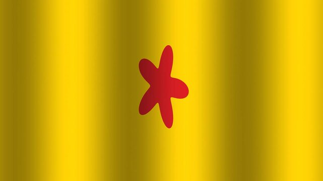 Yellow flag with red star on a textured background