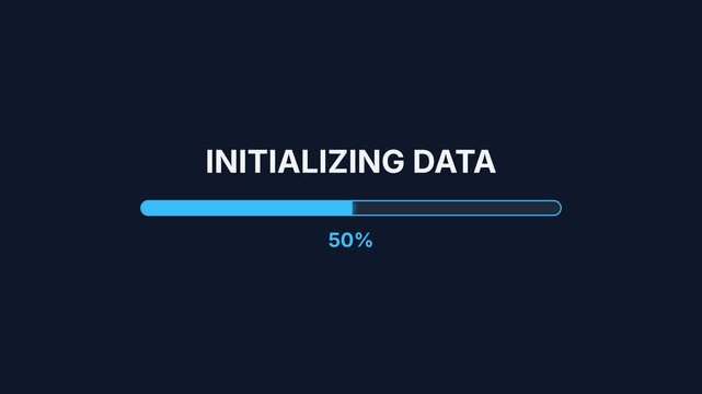 Initializing data progress bar, dynamic loading animation with percentage display, technology and software concept, symbolizing data processing and loading for technology