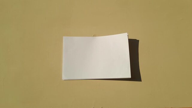 Pulling a white sheet of paper to reveal the text and design underneath, "coming soon," on a minimalist, cream-colored wall. A clean, minimalist paper pull background. 4K video for background, pull.