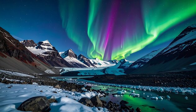 Vibrant aurora borealis dancing above snow-capped mountains (2)