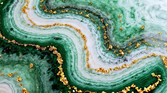 Green and gold abstract marble pattern