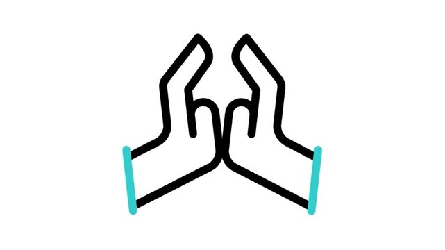 Animated clapping hands gesture icon loop motion graphic, applause and greeting high five symbol, isolated on white background