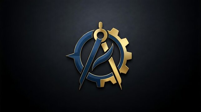 Mechanical engineering logo icon on dark background.